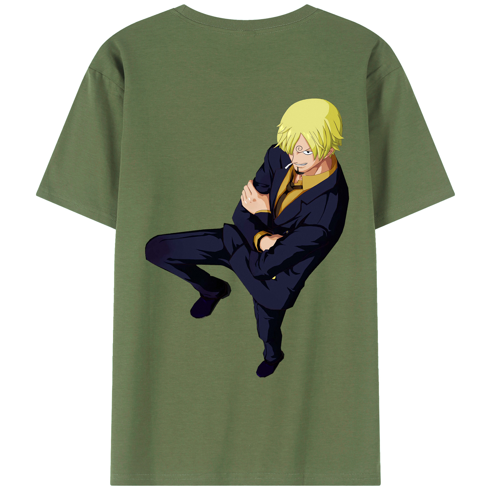 （画像用） ワンピース サンジ ONE PIECE Sanji 綿100％ メンズ半袖Tシャツ（バックプリント） 通気性